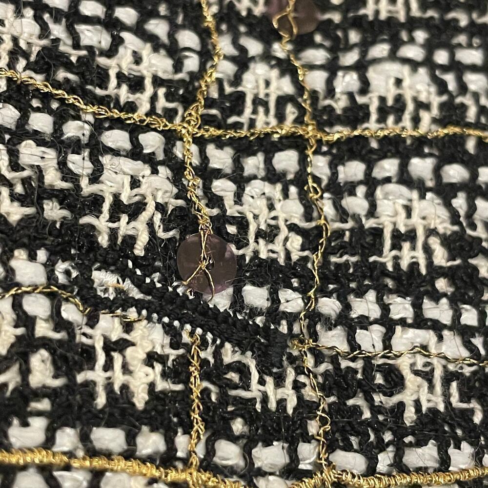 Chanel 05 Black White Plaid Tweed Sequin Jacket FR 40 | Gold Buttons Blazer Rare - Picture 15 of 16